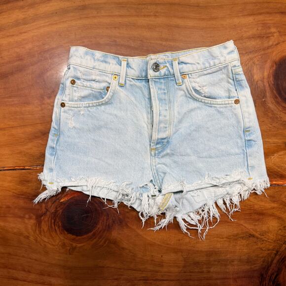Agolde Women's Shorts 24 Cotton Denim High Rise Distressed Light wash D4-14 - Picture 1 of 6